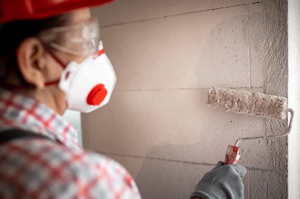 Exterior wall being painted
